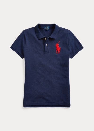 Camisa Polo Polo Ralph Lauren Mujer Azul Marino - Skinny Fit Big Pony - CVHYD8935